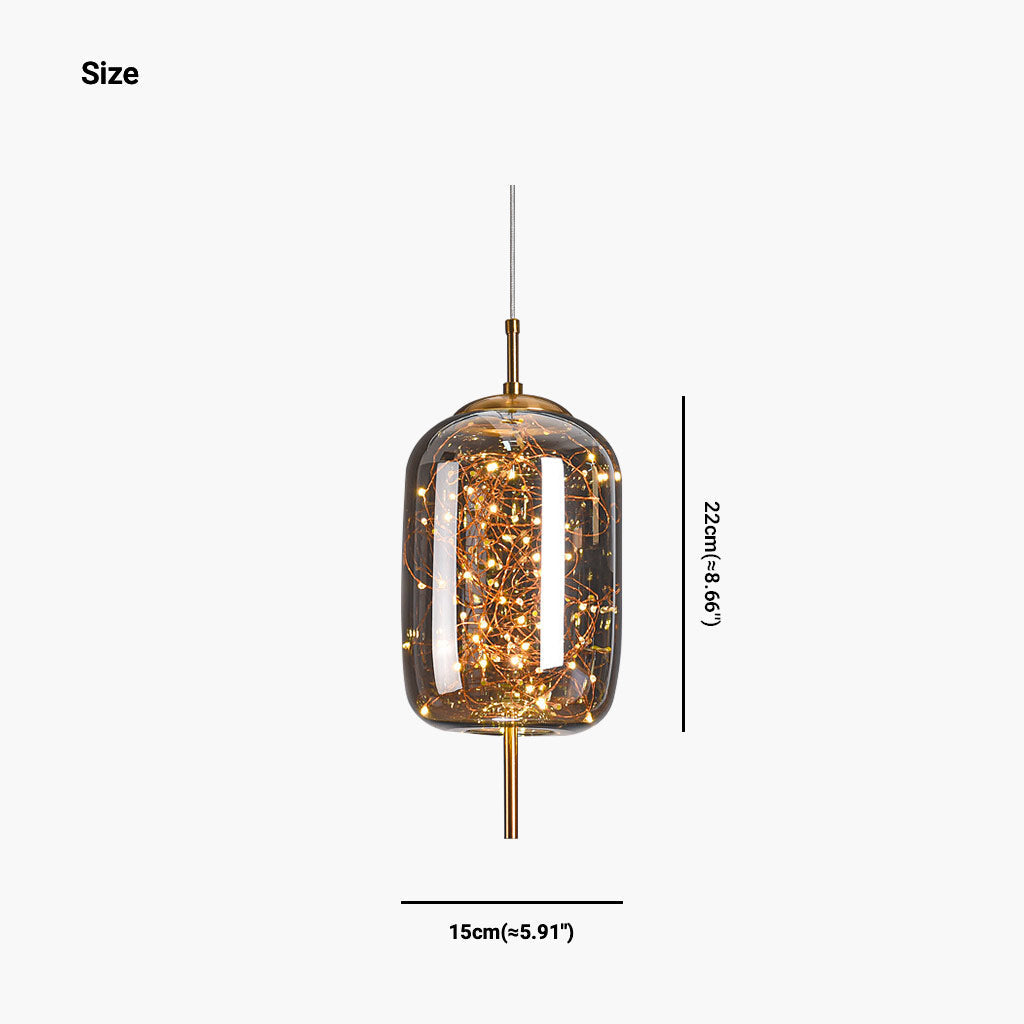 Suspension en verre scandinave, gris étoilé / ambre