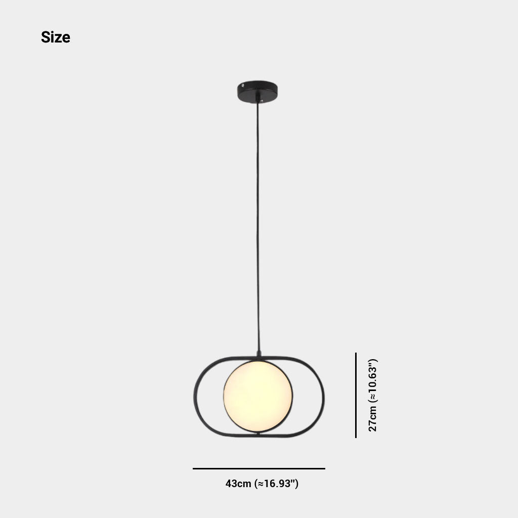 Suspension Décorative Ovale Métal LED, Noir