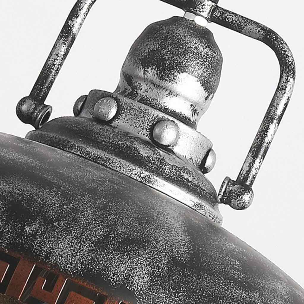 Suspension industrielle rétro en fer, noire et brune