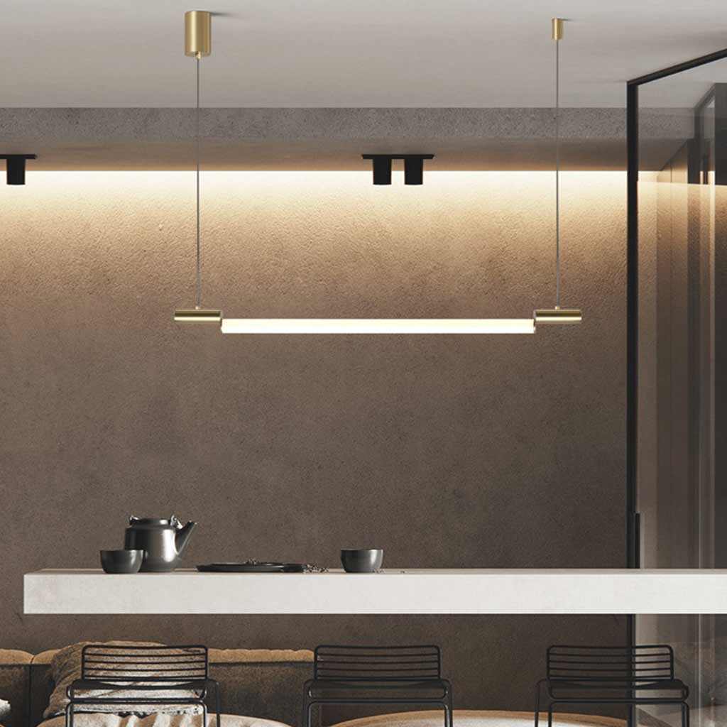 Suspension Linéaire Horizontale Strip LED, Noir / Or