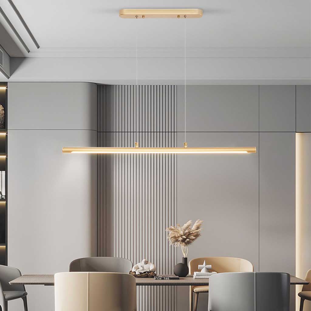 Suspension scandinave minimaliste linéaire LED, noir/or