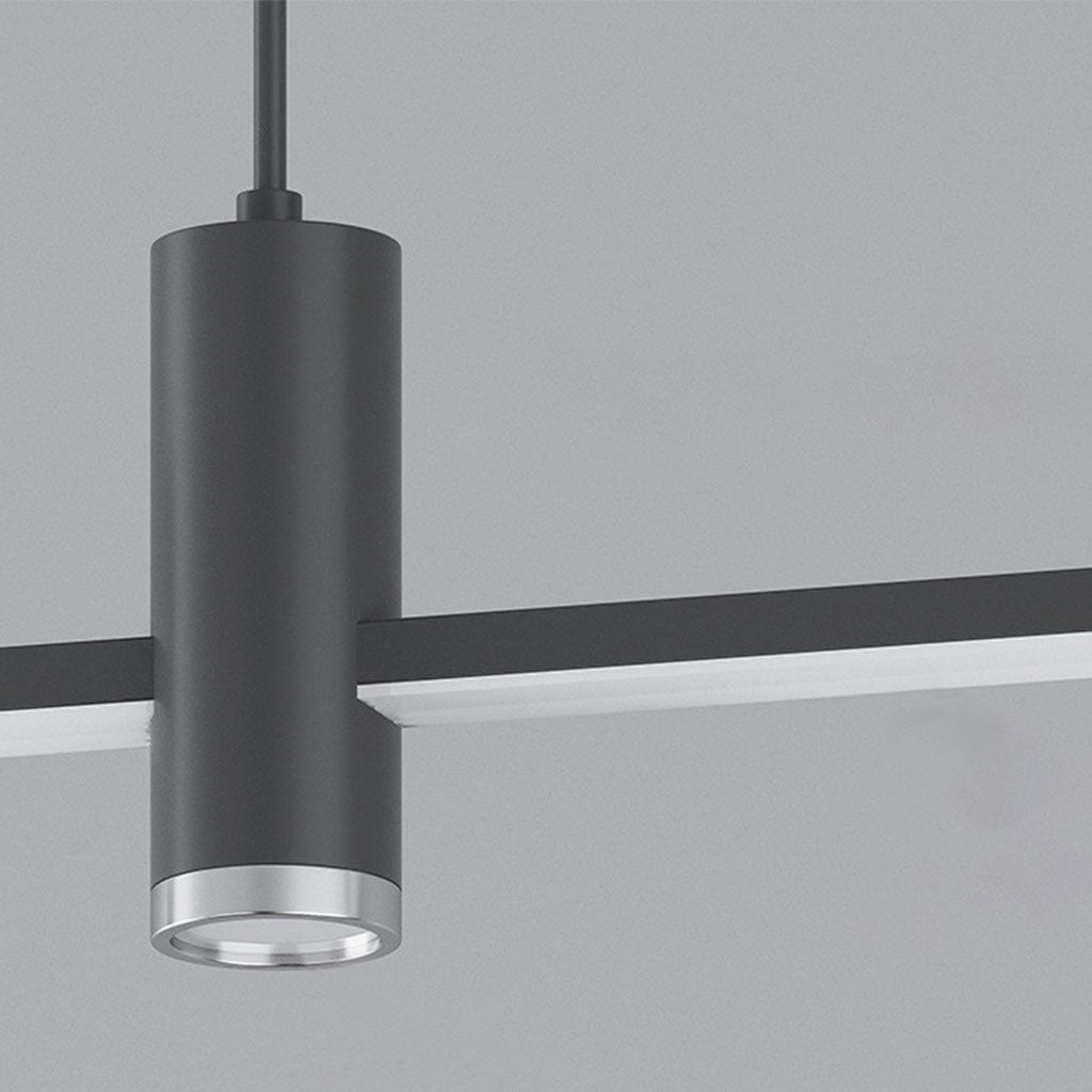 Suspension Minimaliste Linéaire LED avec spots, noir/or