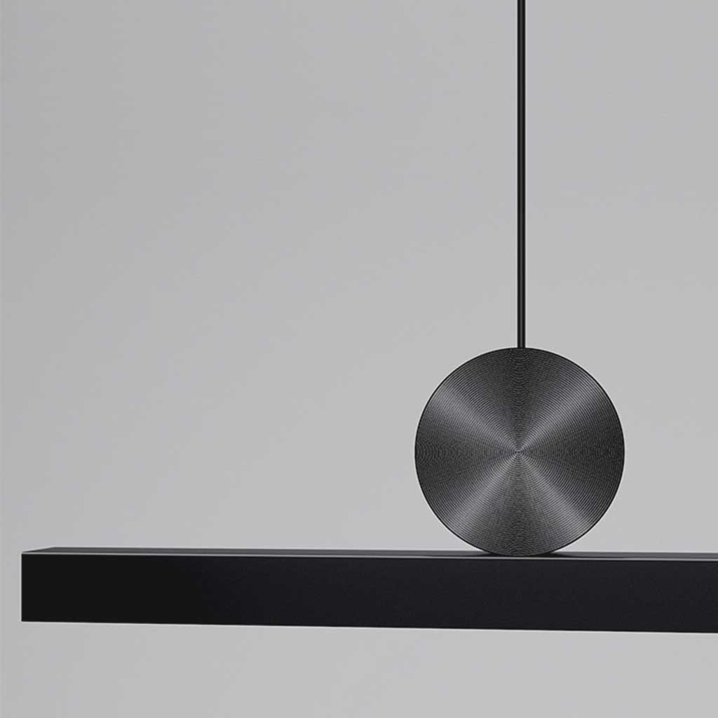 Suspension Simple Longue Linéaire LED Dimmable, Noire