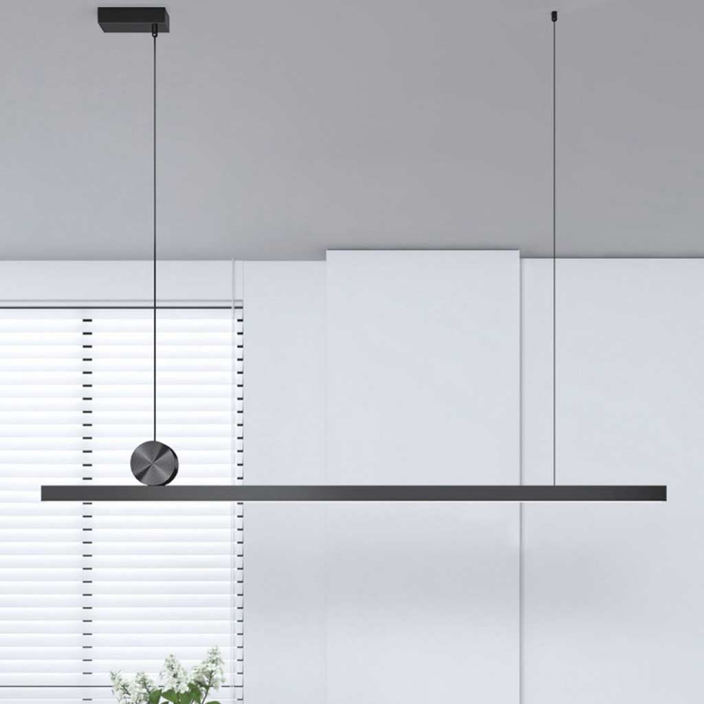 Suspension Simple Longue Linéaire LED Dimmable, Noire