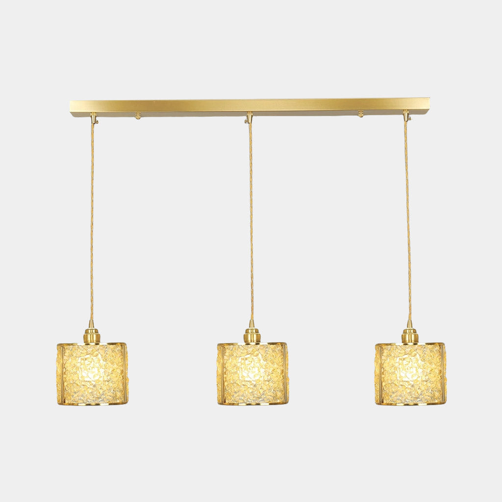 Suspension Luxe Linéaire Cristal 3 Lumières Cylindre, 7 Couleurs