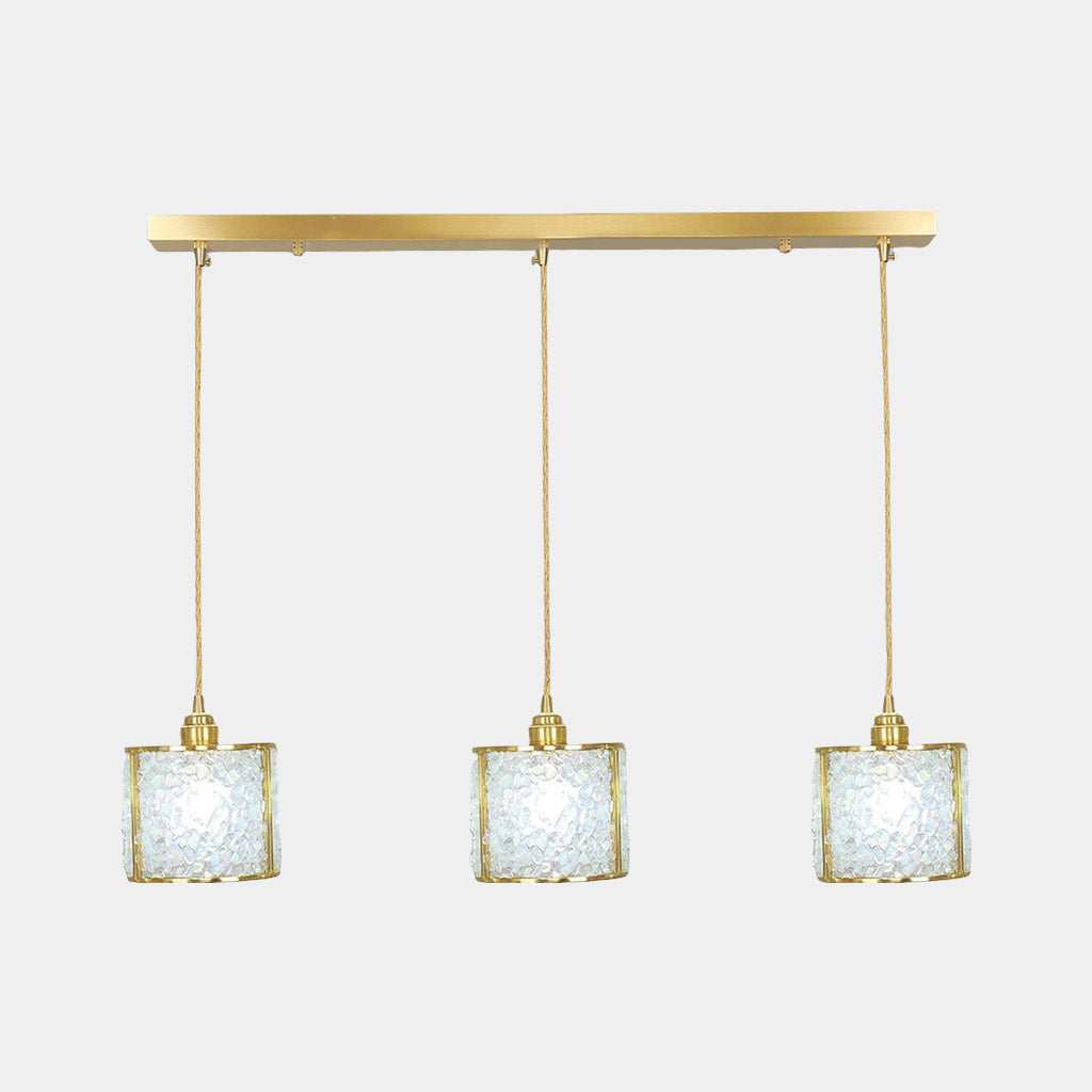 Suspension Luxe Linéaire Cristal 3 Lumières Cylindre, 7 Couleurs