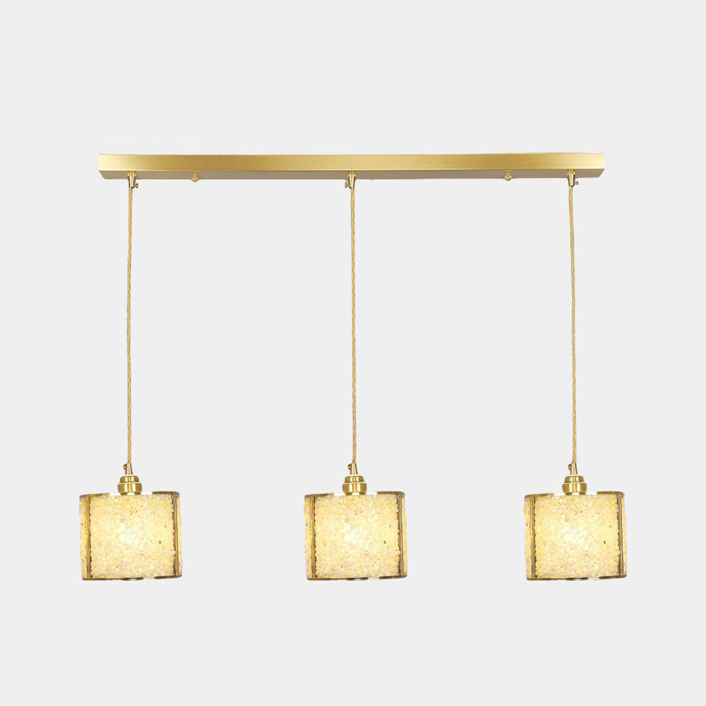 Suspension Luxe Linéaire Cristal 3 Lumières Cylindre, 7 Couleurs