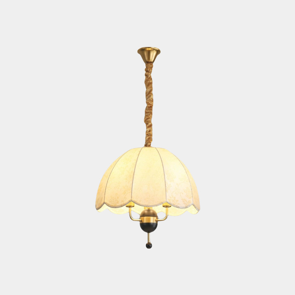 Suspension vintage en métal bois abat-jour en tissu