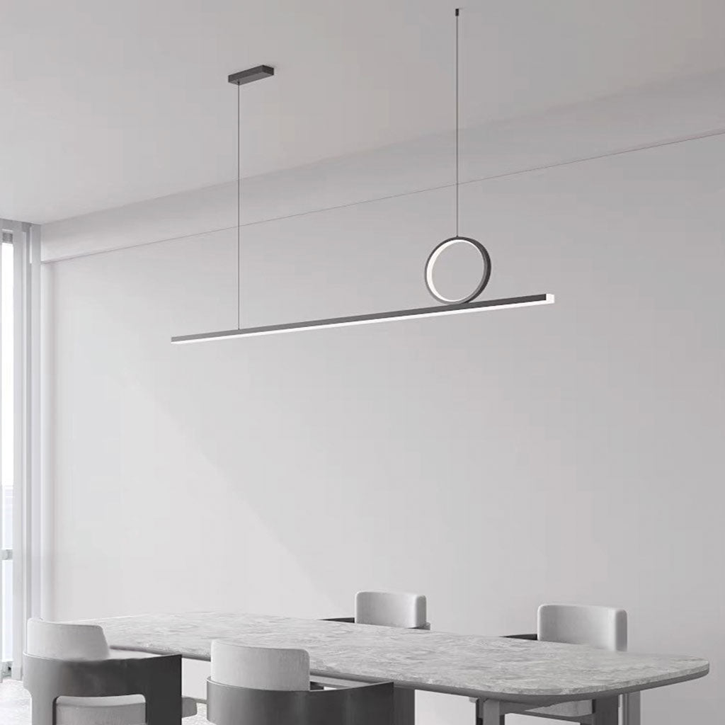 Suspension Minimaliste Géométrique Cuivre Linéaire LED, Noir/Doré