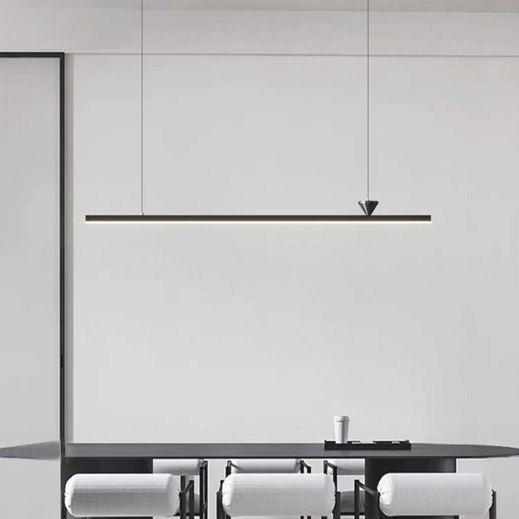 Suspension Minimaliste Élégante Longue Barre Linéaire Cuivre LED, Noir / Or