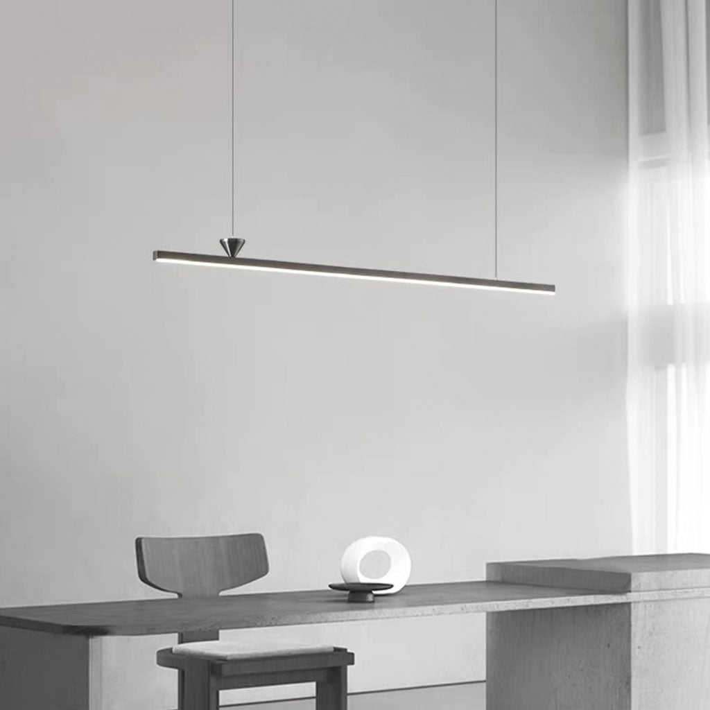 Suspension Minimaliste Élégante Longue Barre Linéaire Cuivre LED, Noir / Or
