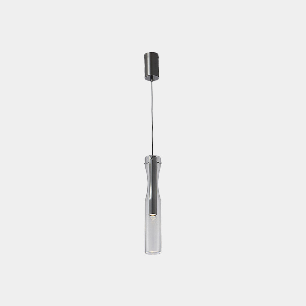 Suspension moderne en laiton avec abat-jour en verre cylindrique LED