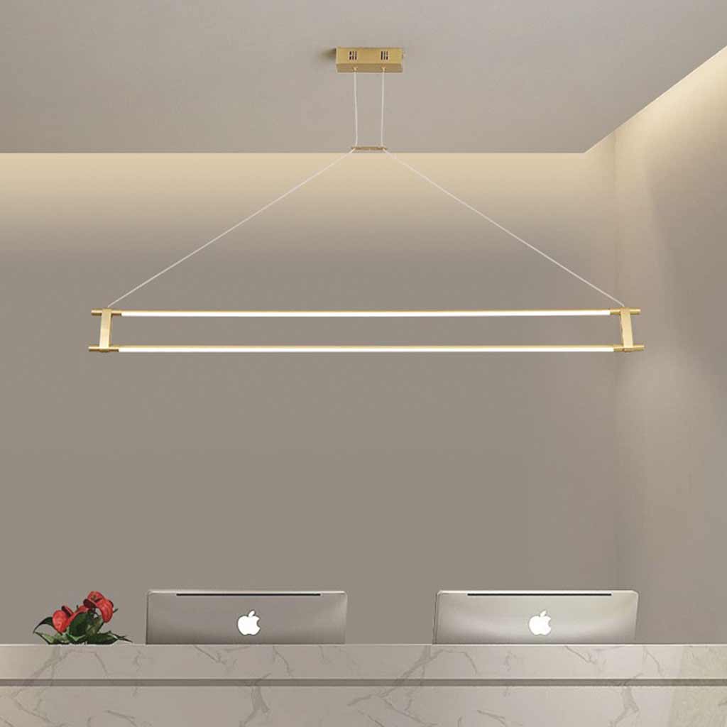 Suspension Moderne en Laiton Long Bar Linéaire LED, Or
