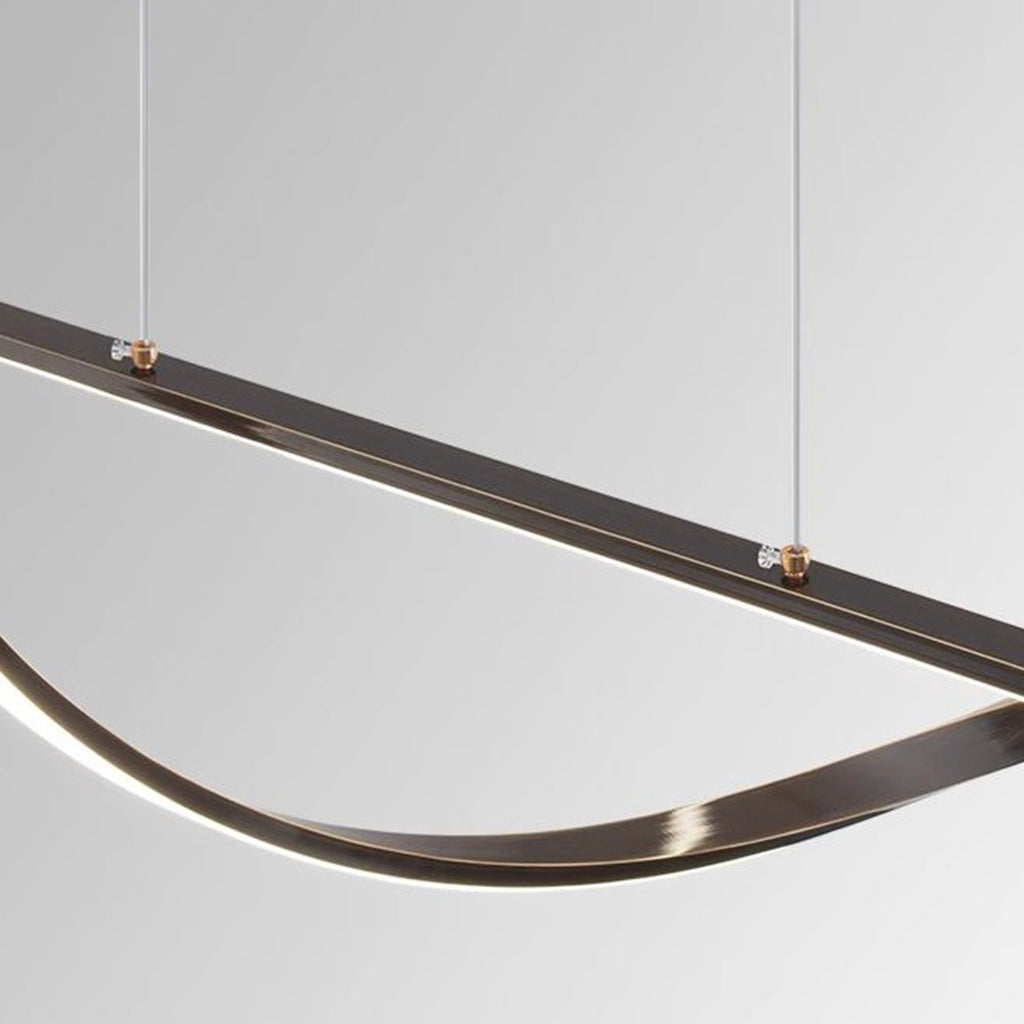 Suspension Moderne Linéaire Ondulée LED Cuivre, Noir / Or