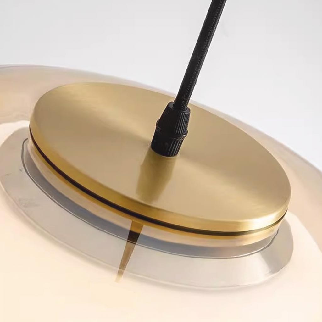 Suspension lumineuse dôme nordique en verre clair gelée, blanc
