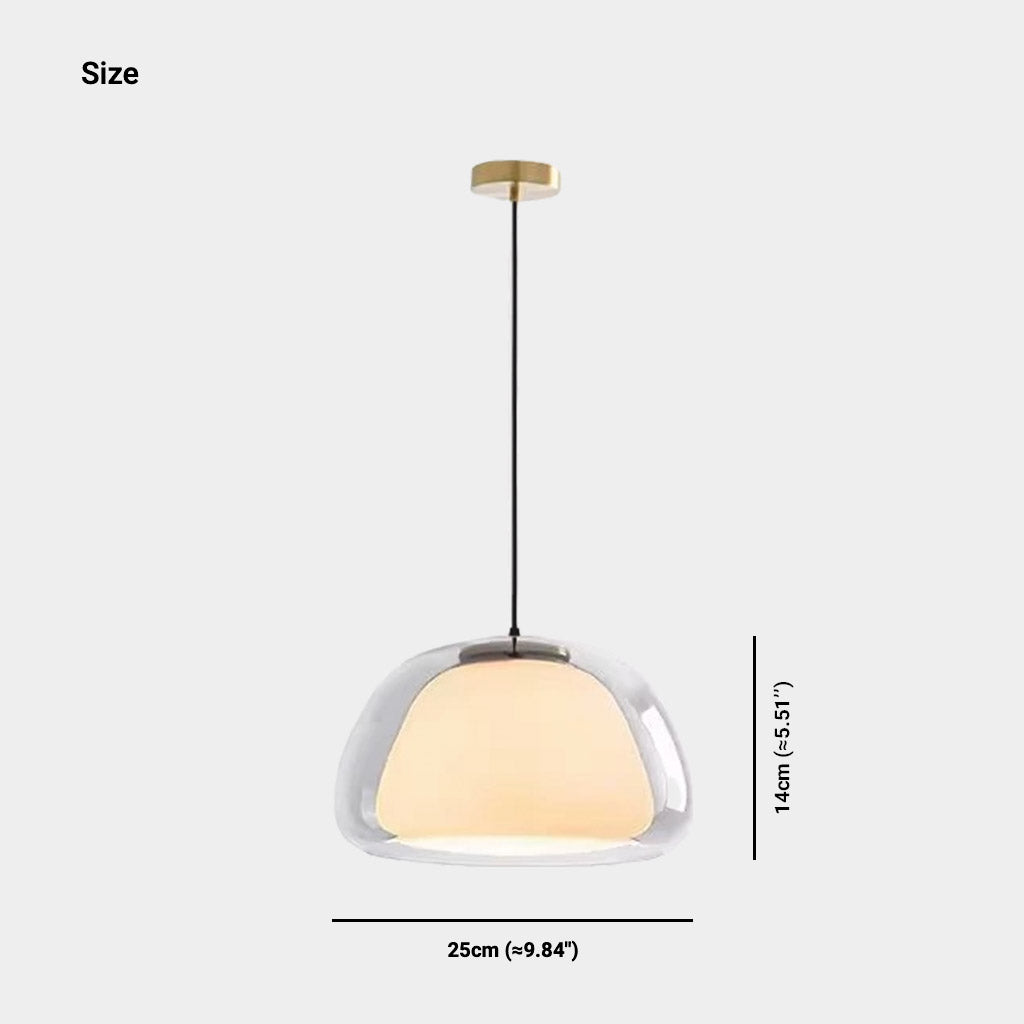 Suspension lumineuse dôme nordique en verre clair gelée, blanc