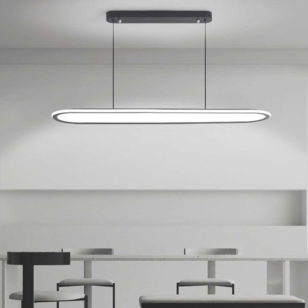 Suspension moderne minimaliste ovale rectangulaire LED claire, noir/blanc