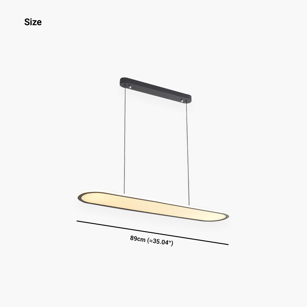 Suspension moderne minimaliste ovale rectangulaire LED claire, noir/blanc