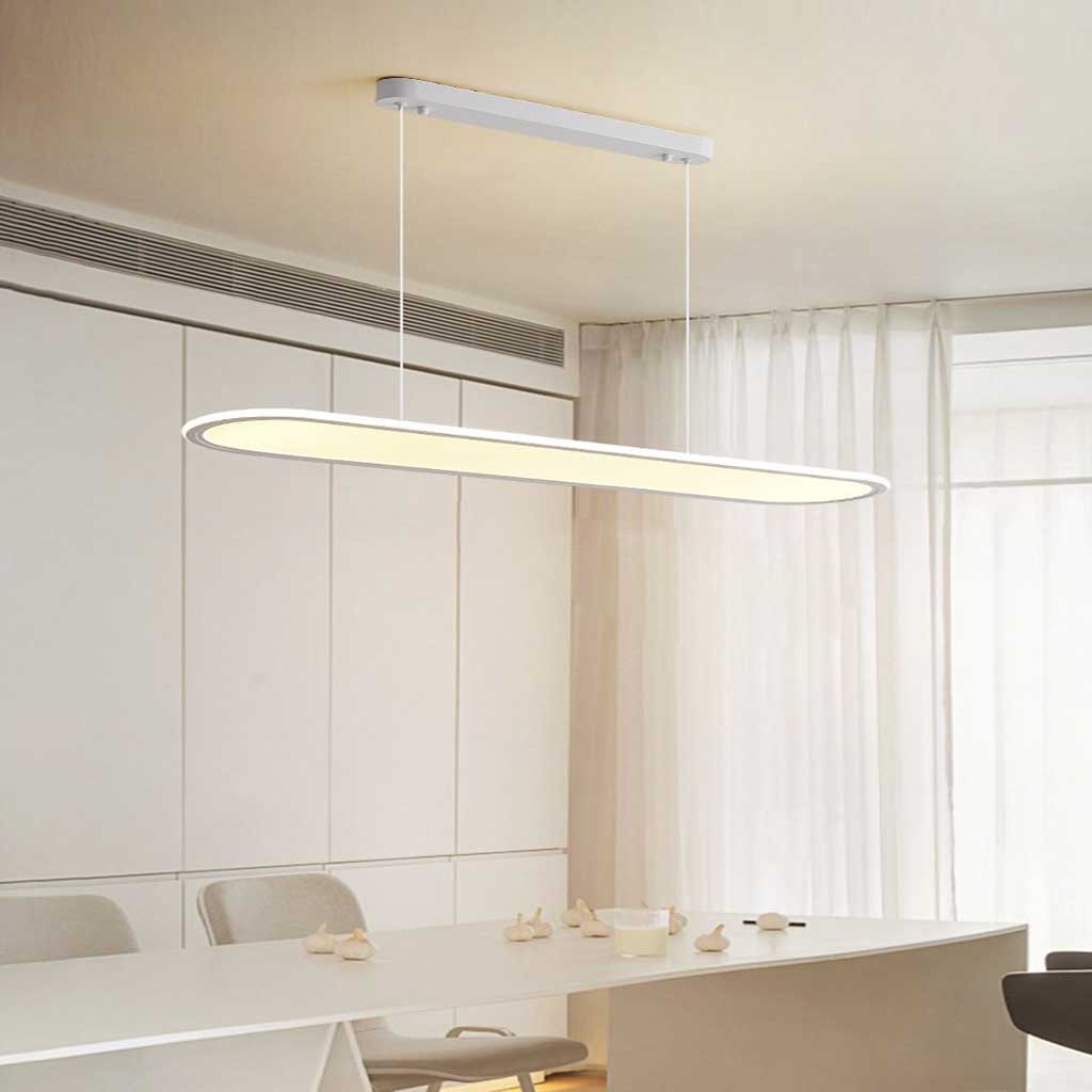 Suspension moderne minimaliste ovale rectangulaire LED claire, noir/blanc