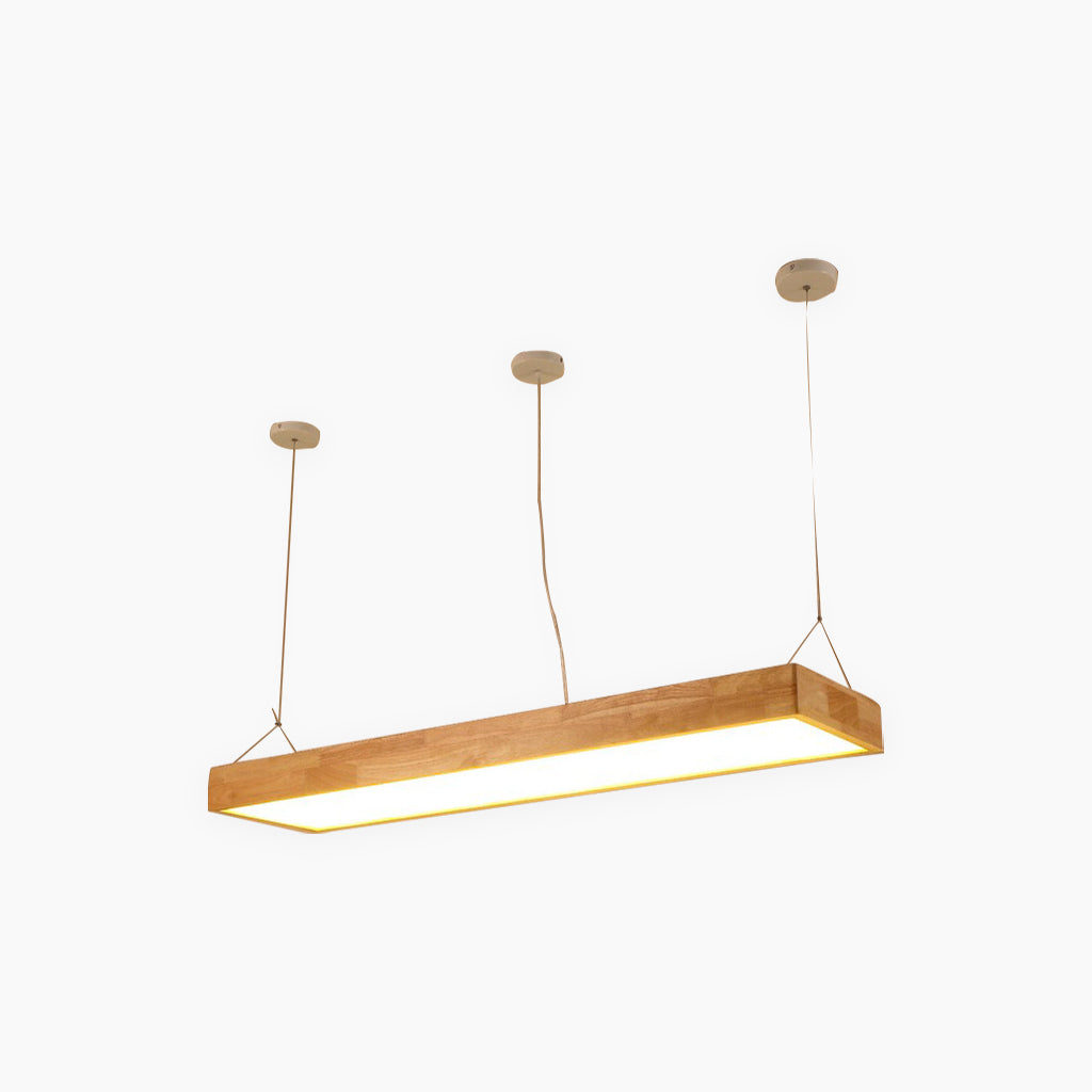 Suspension rectangulaire scandinave en bois LED dimmable, couleur bois