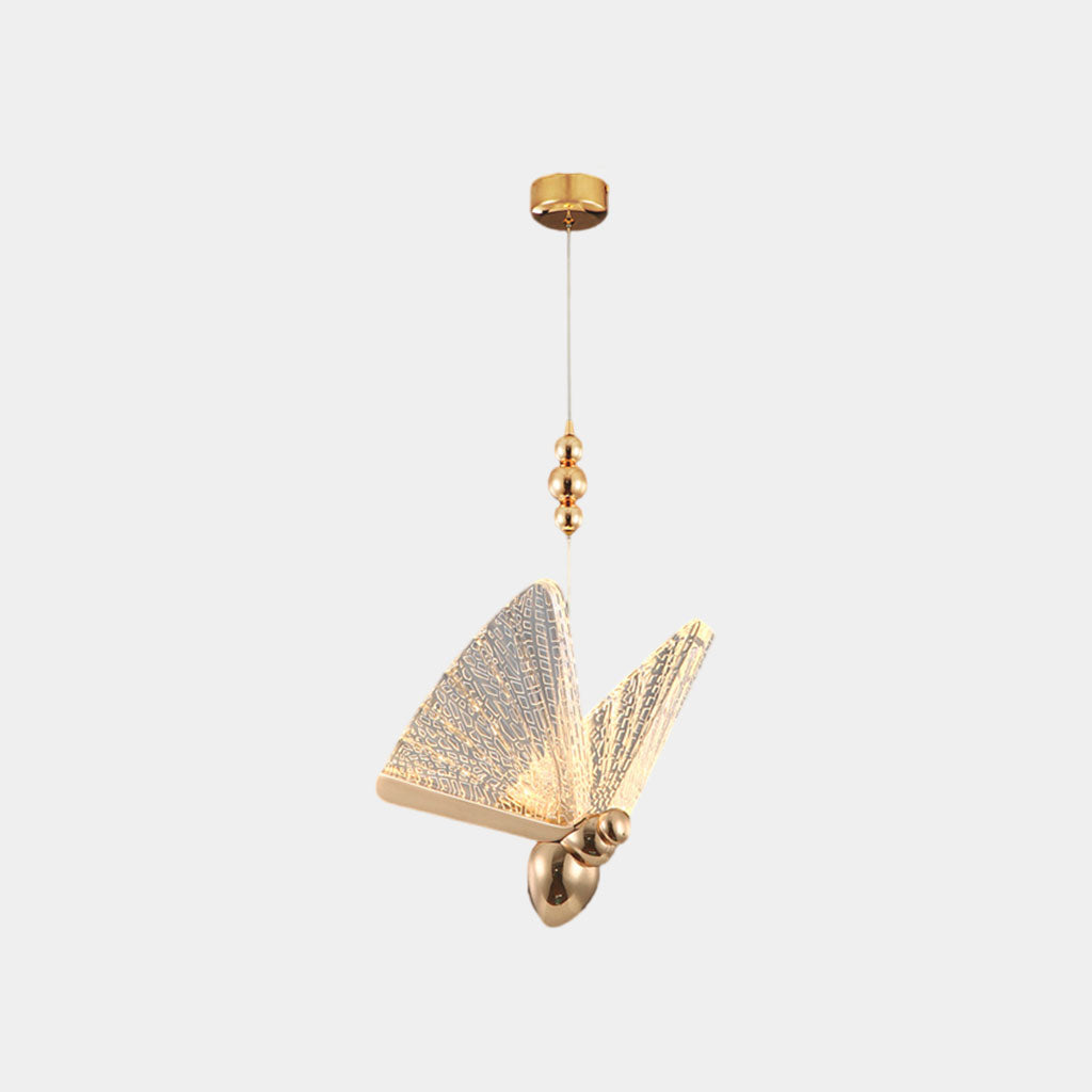 Suspension légère petite moderne en acrylique doré papillon LED