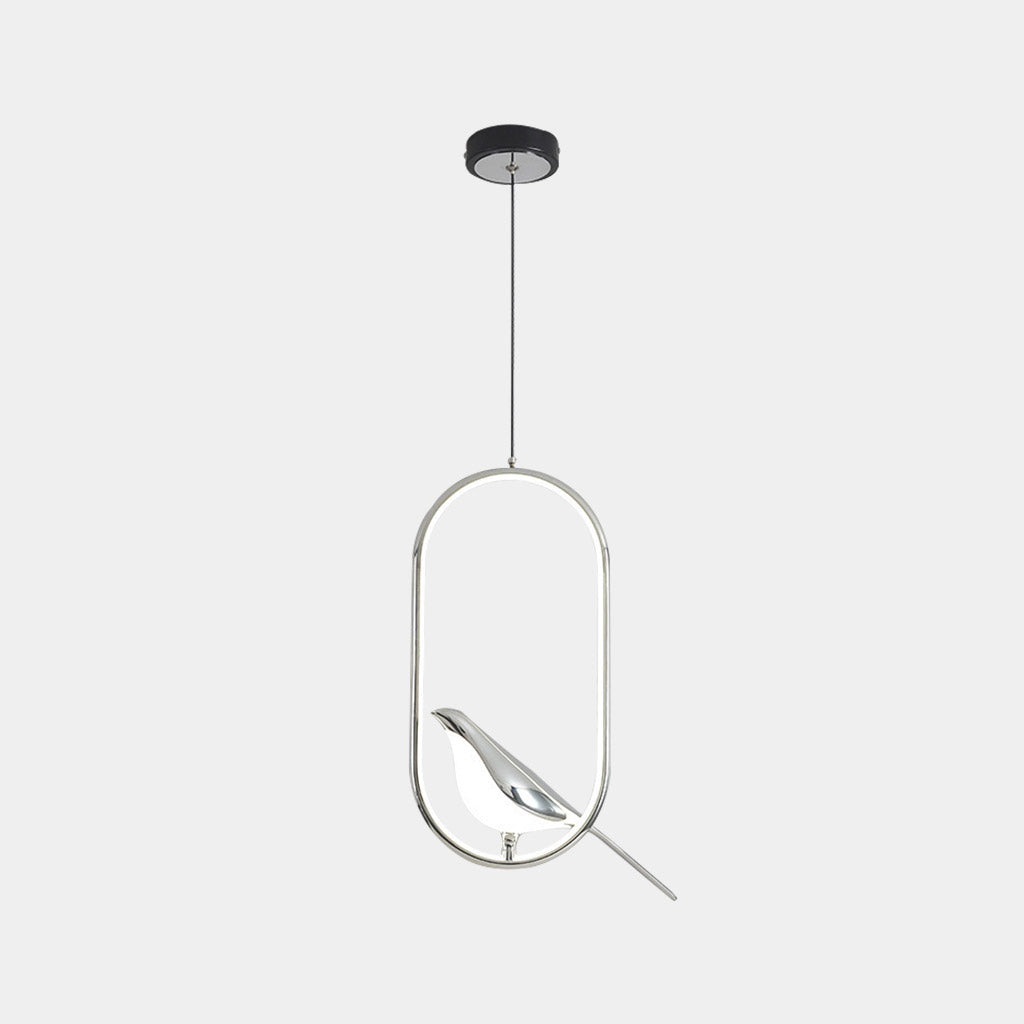 Suspension Unique Ronde/Ovale Oiseau Étranger LED