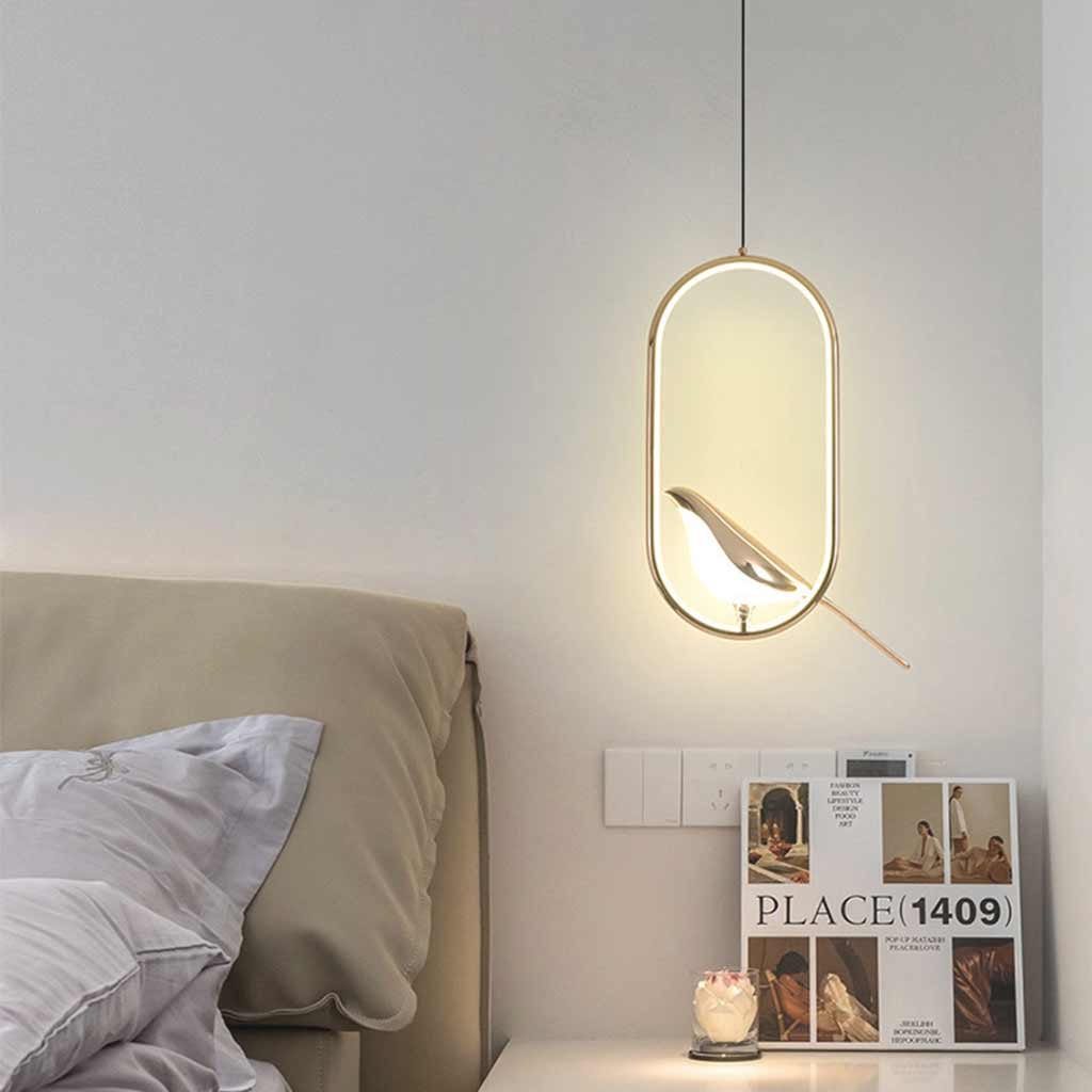 Suspension Unique Ronde/Ovale Oiseau Étranger LED