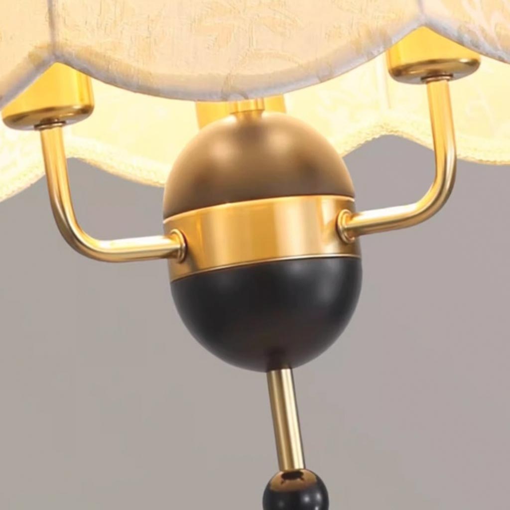 Suspension vintage en métal bois abat-jour en tissu