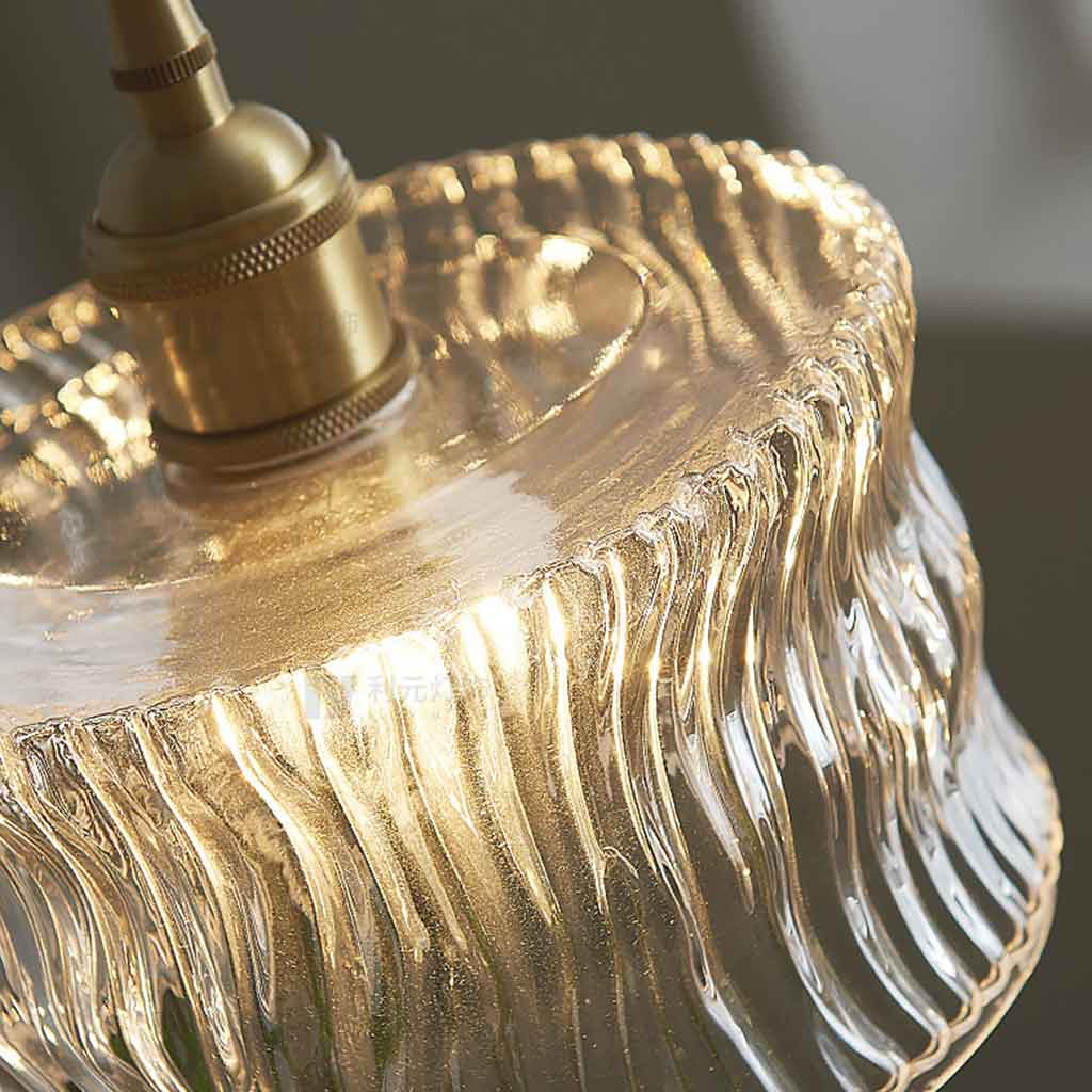 Suspension vintage petite en verre découpé cuivré