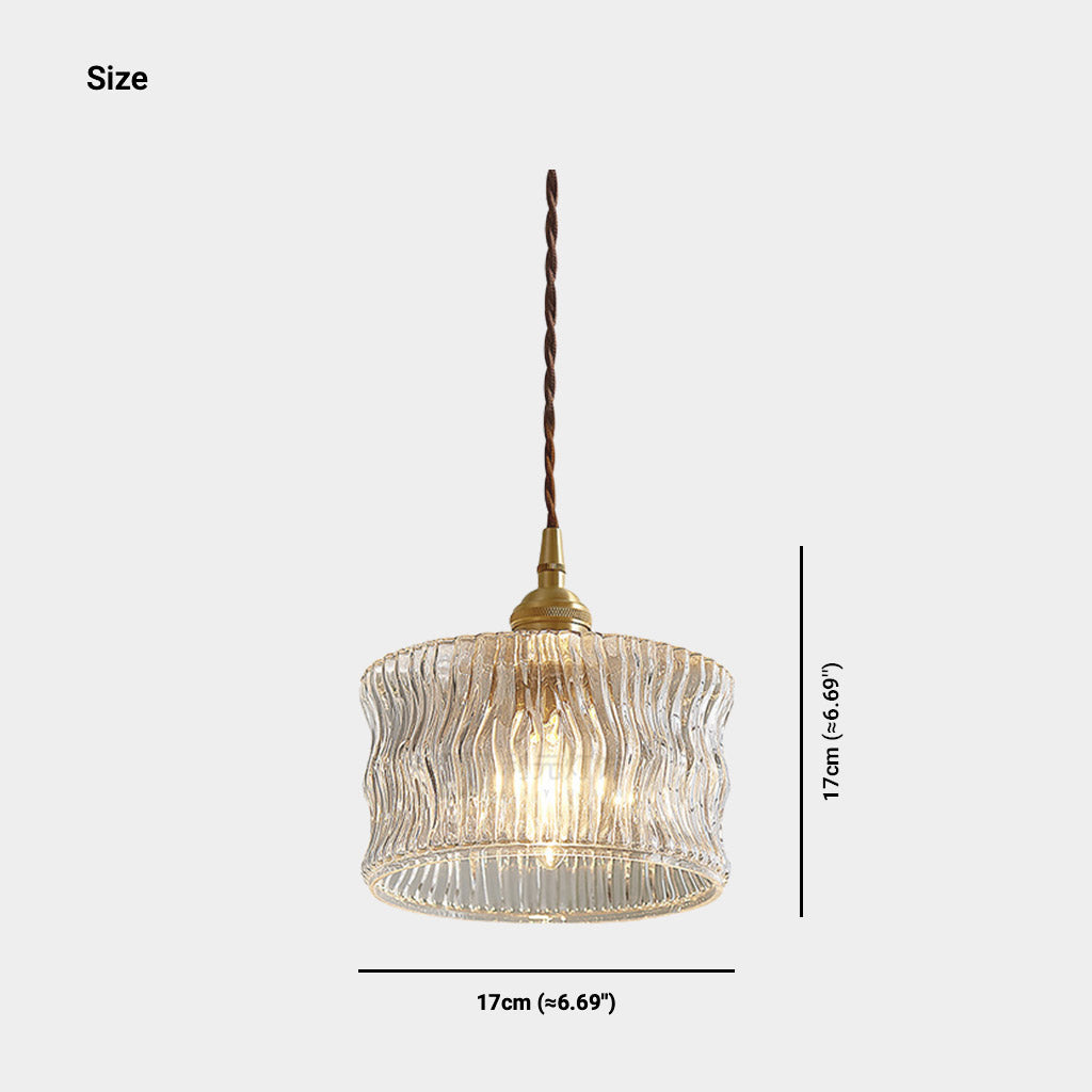Suspension vintage petite en verre découpé cuivré