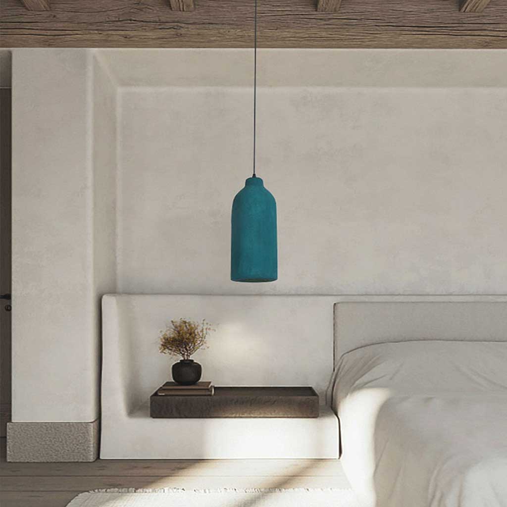 Suspension Minimaliste Wabi-Sabi Bouteille, Vert Foncé