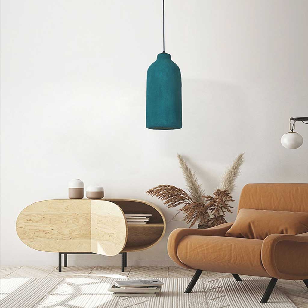 Suspension Minimaliste Wabi-Sabi Bouteille, Vert Foncé
