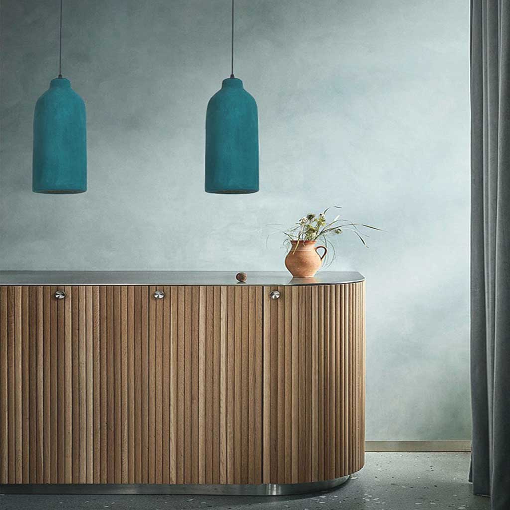 Suspension Minimaliste Wabi-Sabi Bouteille, Vert Foncé