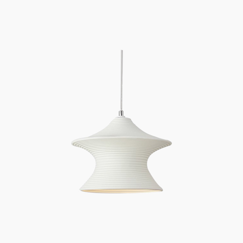Suspension Minimaliste Wabi-Sabi Gyro résine, blanc/beige