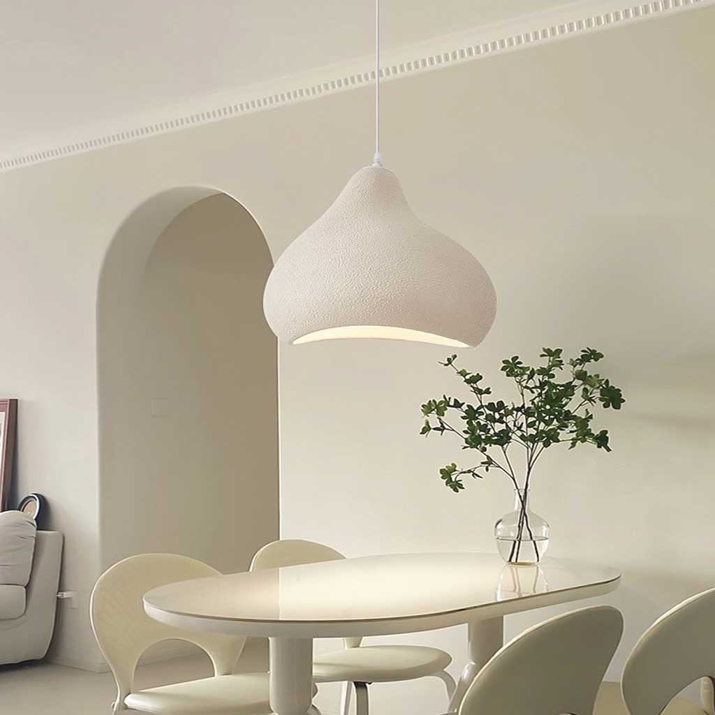 Suspension japonaise Wabi-Sabi forme irrégulière, blanc/beige