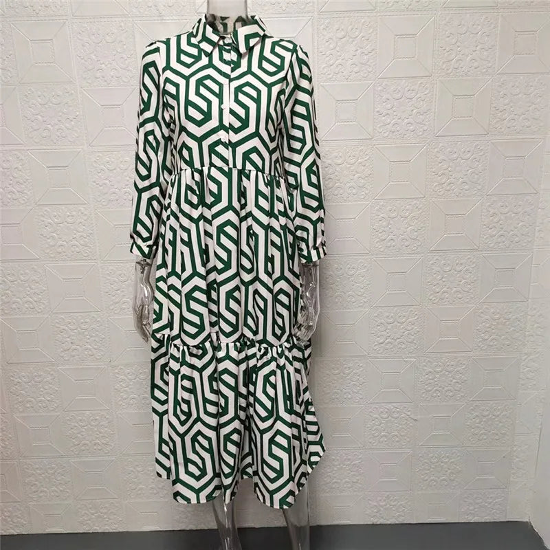 Ottilia | Robe à manches longues avec motif géométrique