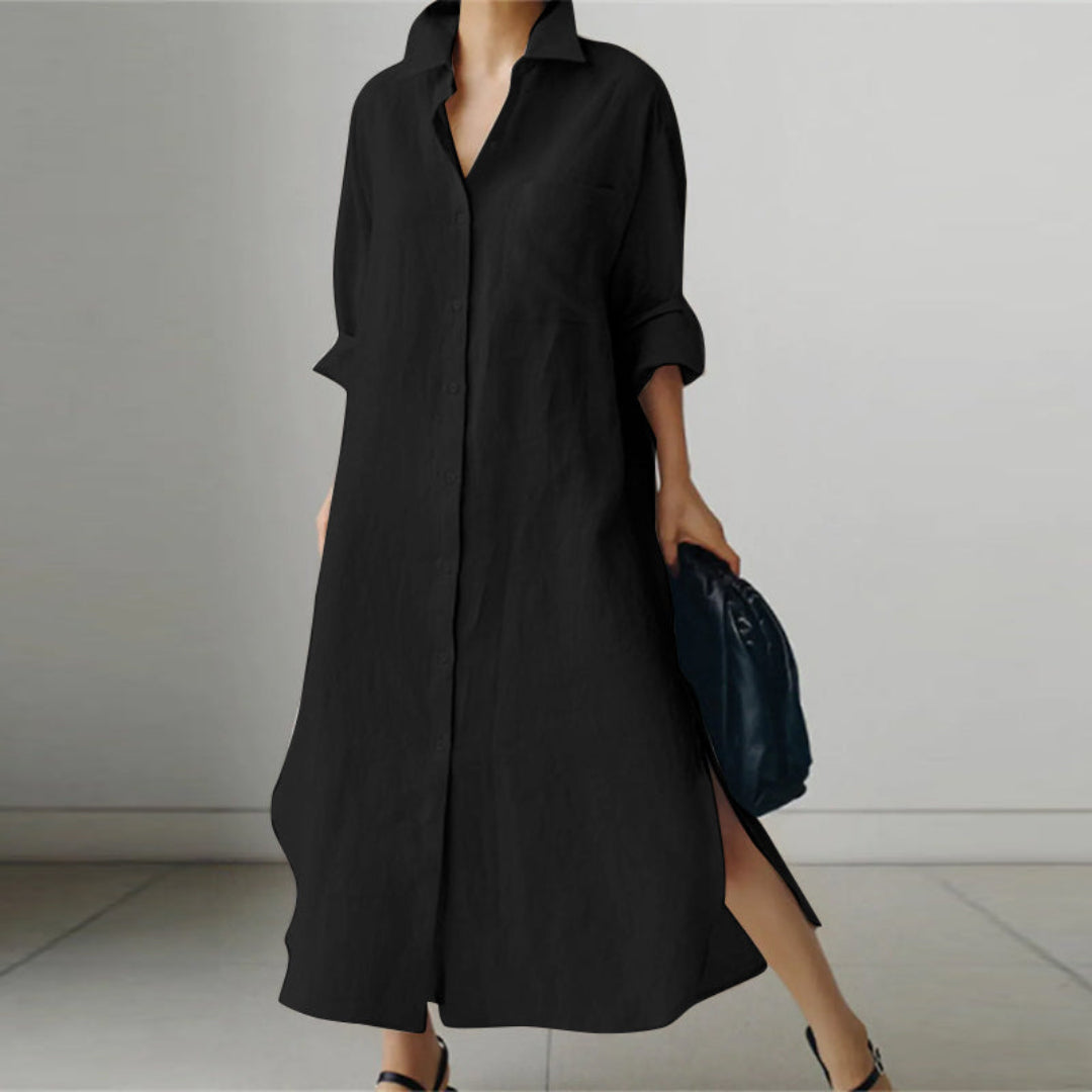 Robe Chemise Doudoune à Col V pour Femme | Maxi