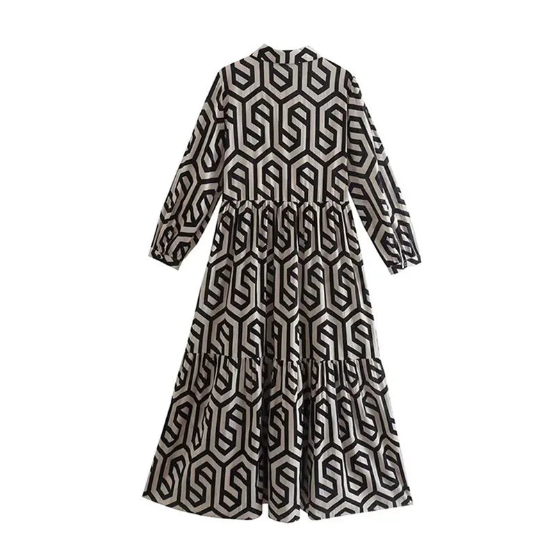 Ottilia | Robe à manches longues avec motif géométrique