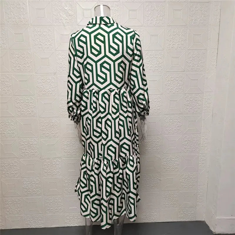 Ottilia | Robe à manches longues avec motif géométrique