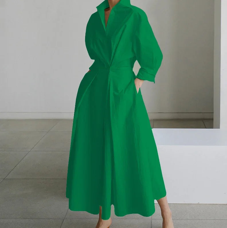 Rosiena | Draped evening dress with V-neckline for women