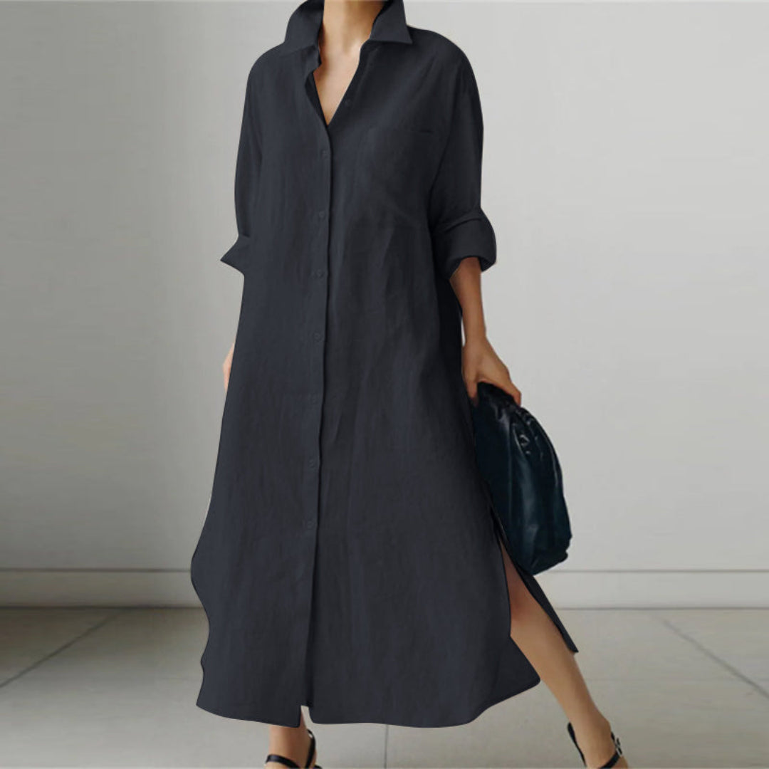 Robe Chemise Doudoune à Col V pour Femme | Maxi