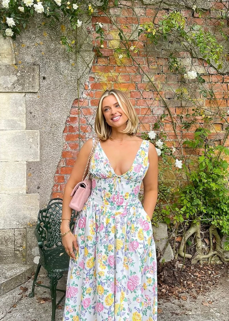Vintage Casual Floral Wedding Dress for Women | Midi