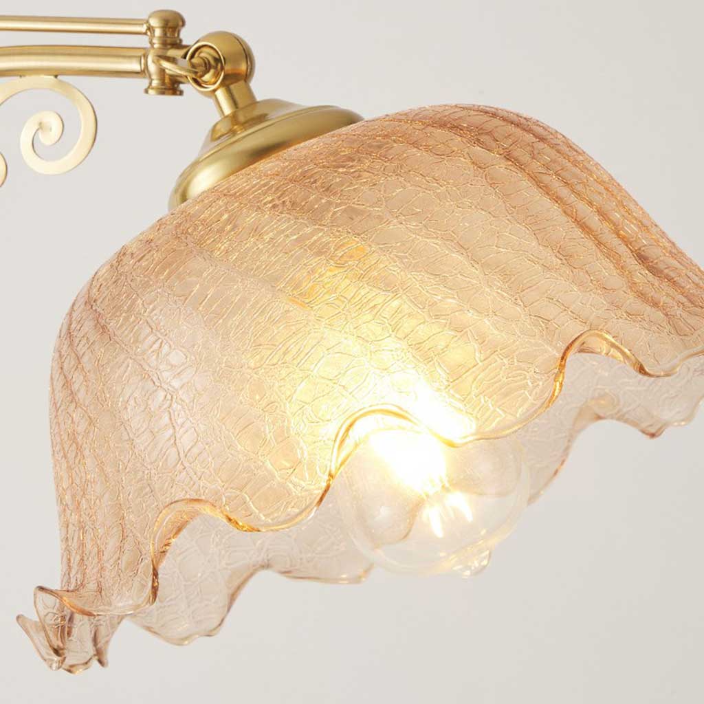 Lampe Vintage sur Pied / de Table Arceau Bois Verre Fleur Muguet