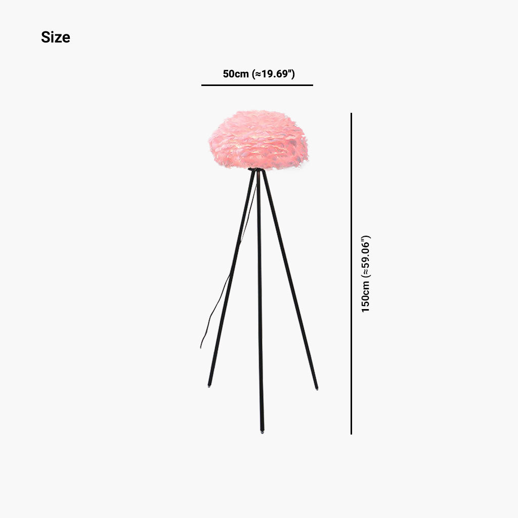 Ensemble de lampes sur pied et de lampes de table avec abat-jours en plumes d'oie, blanc/rose