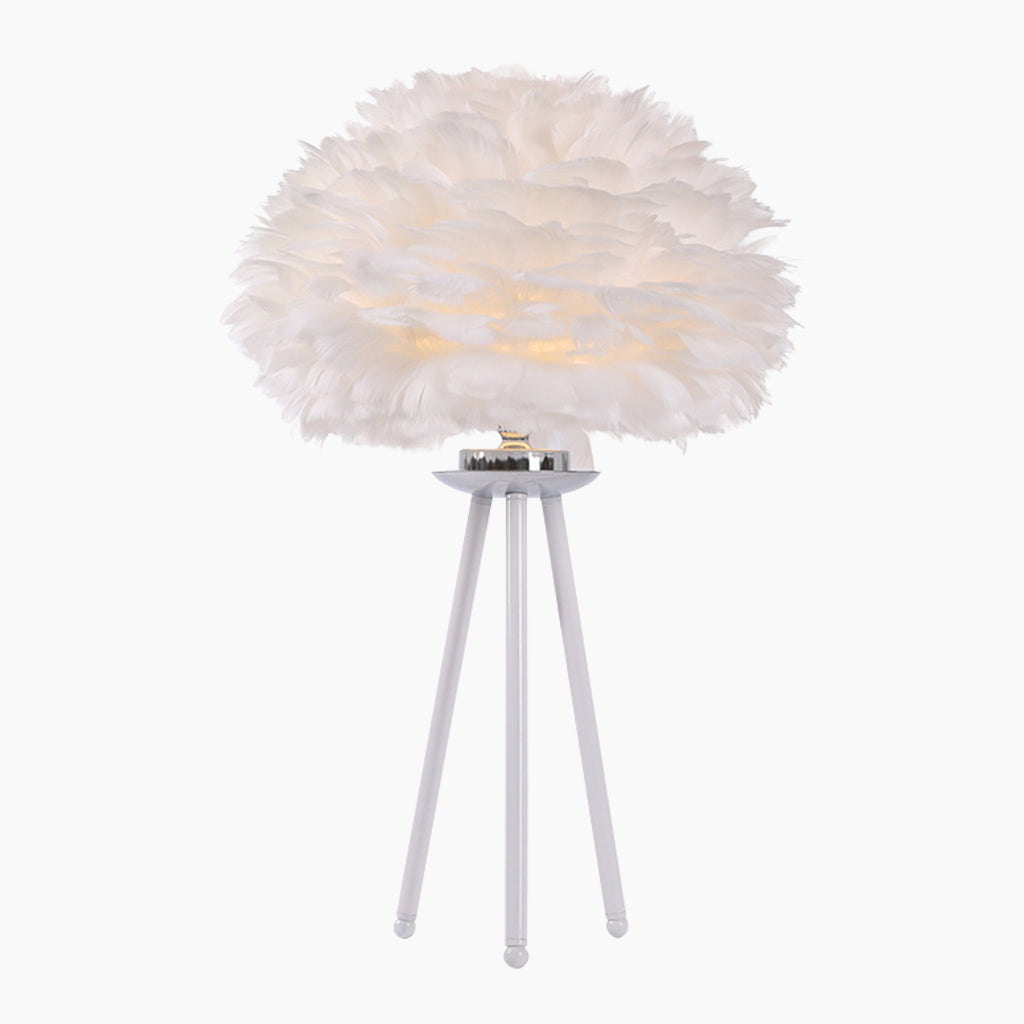 Ensemble de lampes sur pied et de lampes de table avec abat-jours en plumes d'oie, blanc/rose