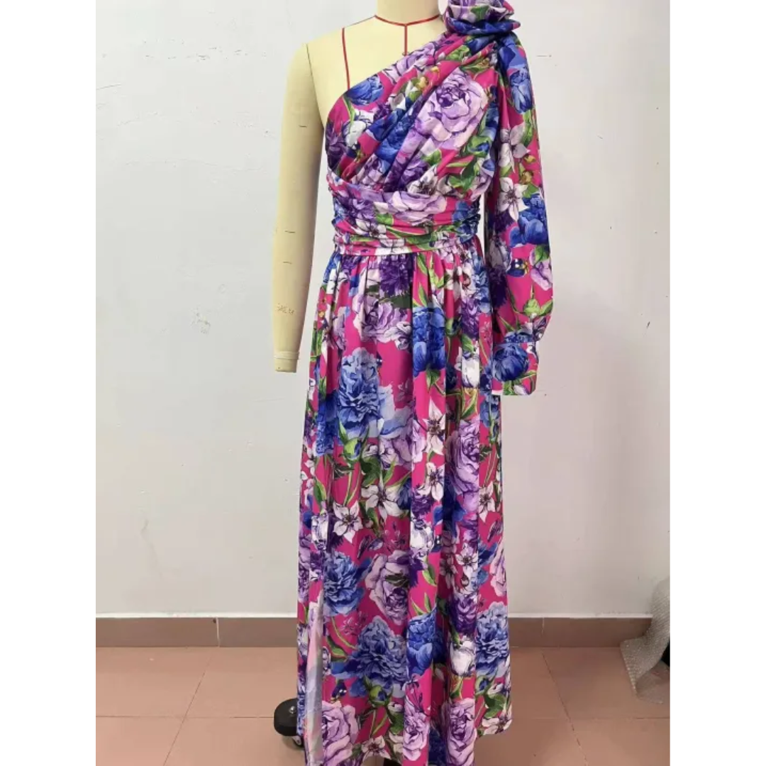 Wedding Dress with High Slit and Flowers for Women | Maxi