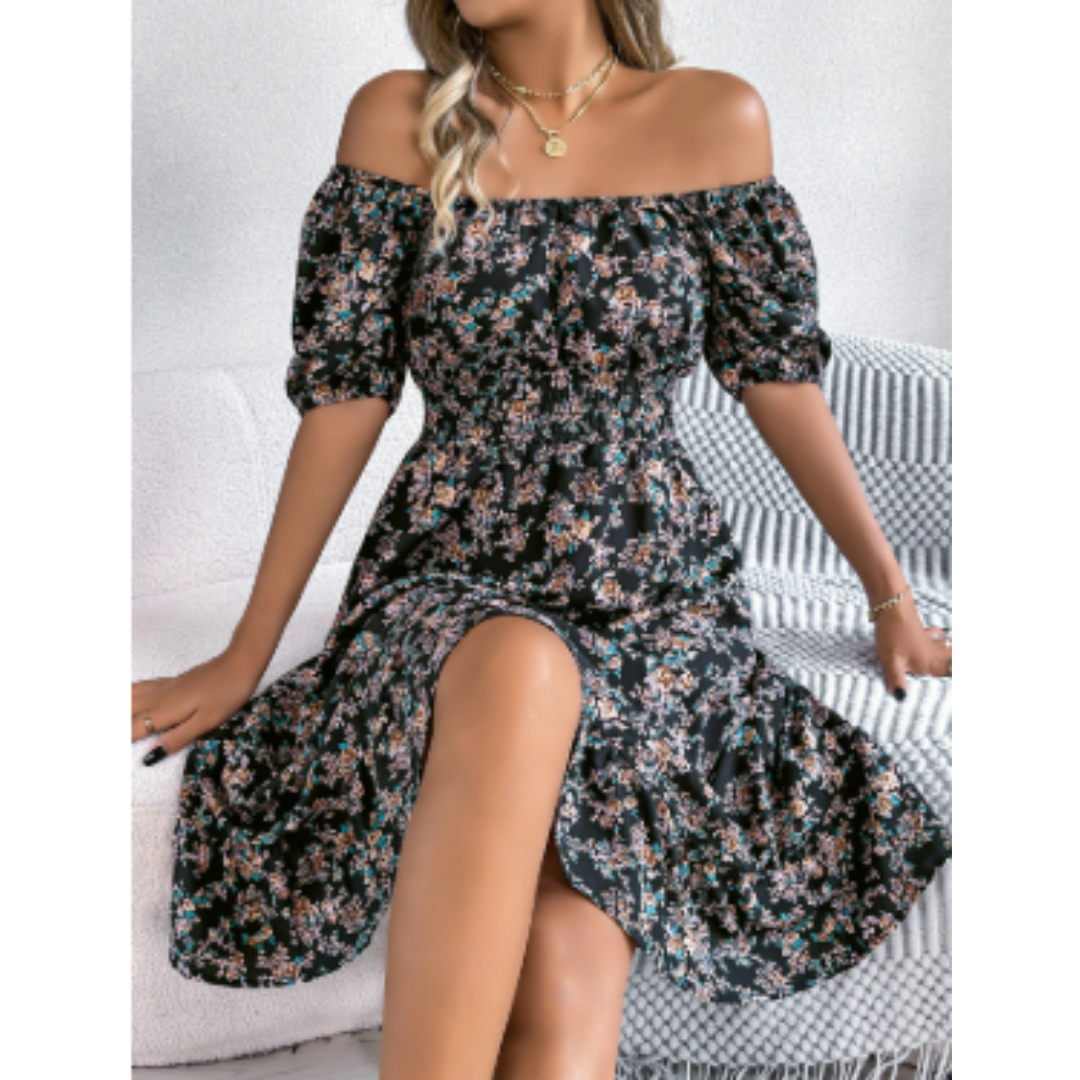 Drayanara | Stunning flowy summer dress with floral pattern for women