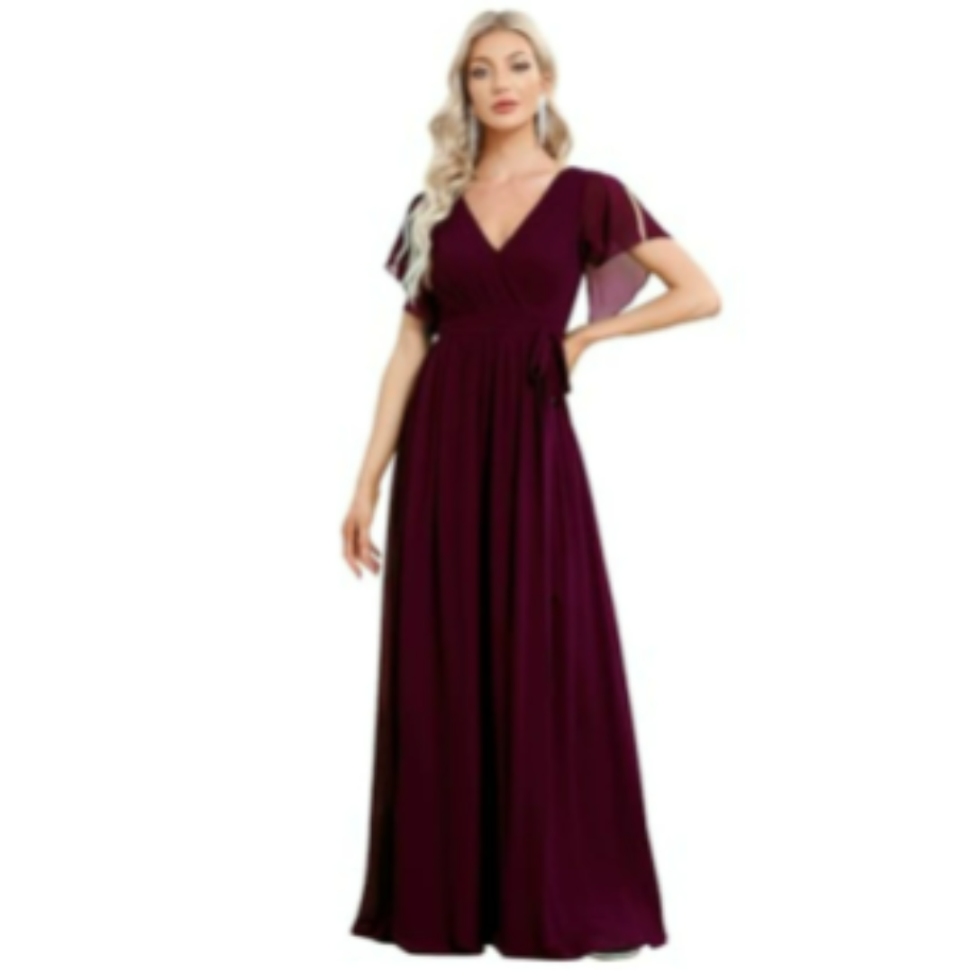 Women's Maxi Dress with V-Neckline | A-Line
