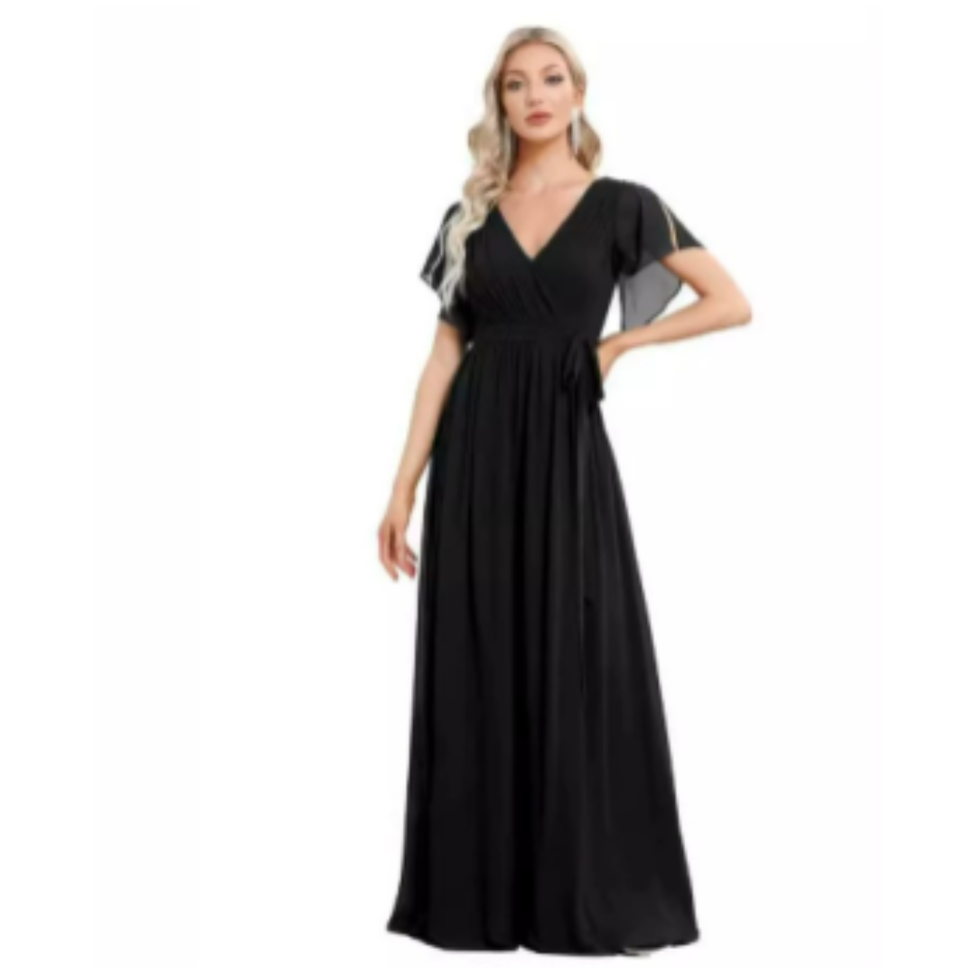 A-line dress with V-neckline for women | Maxi