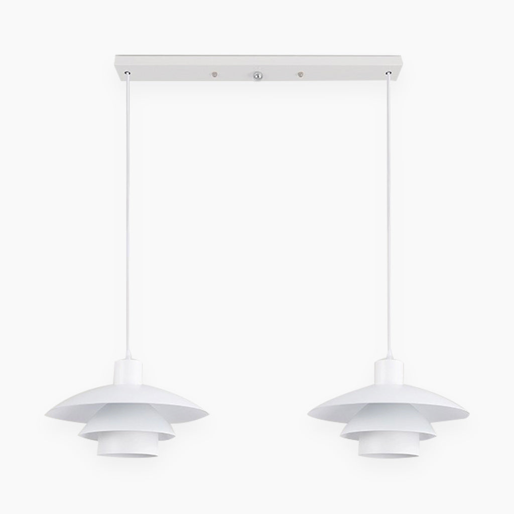 Suspension moderne iconique en aluminium avec 3 abat-jours pour salle à manger, blanc
